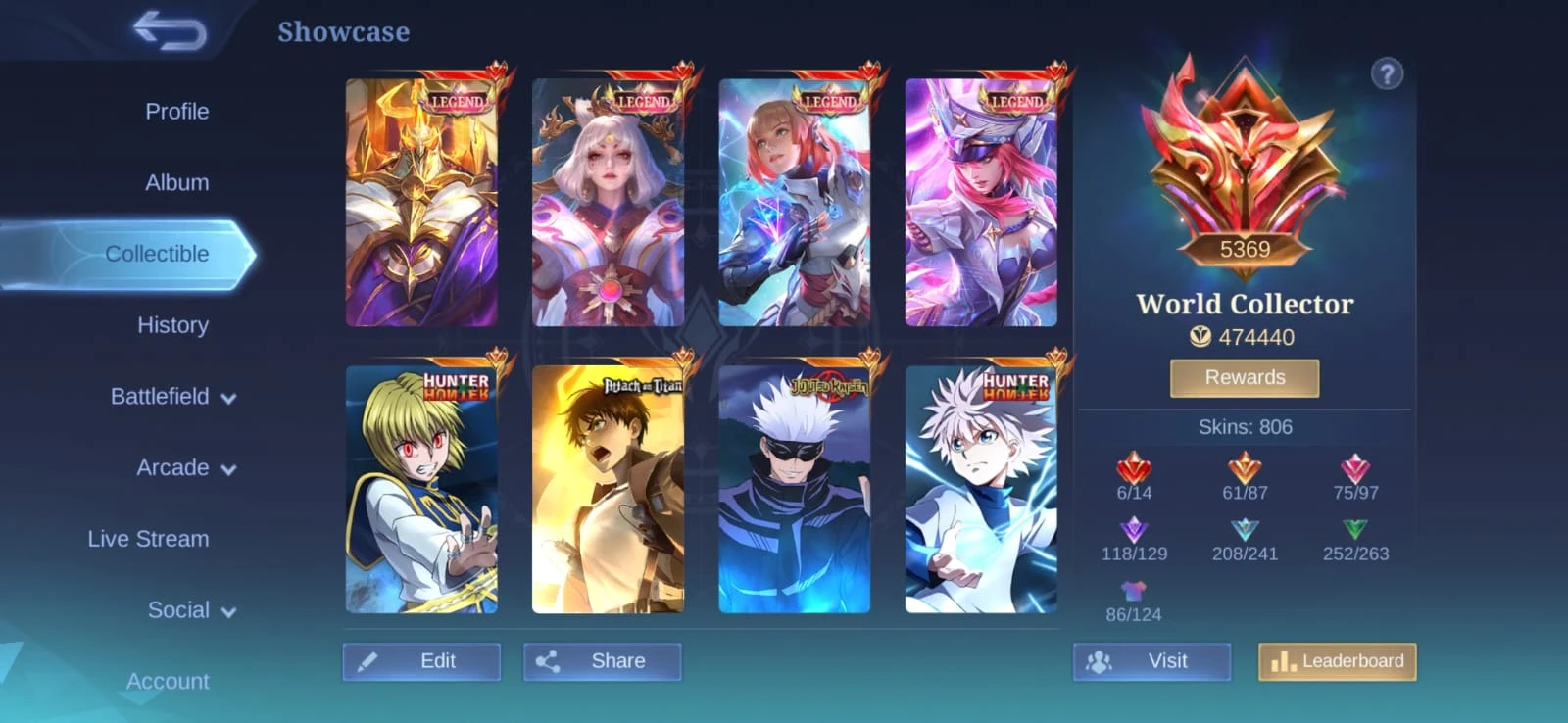 Akun Ml Kolektor Sultan 806 skin